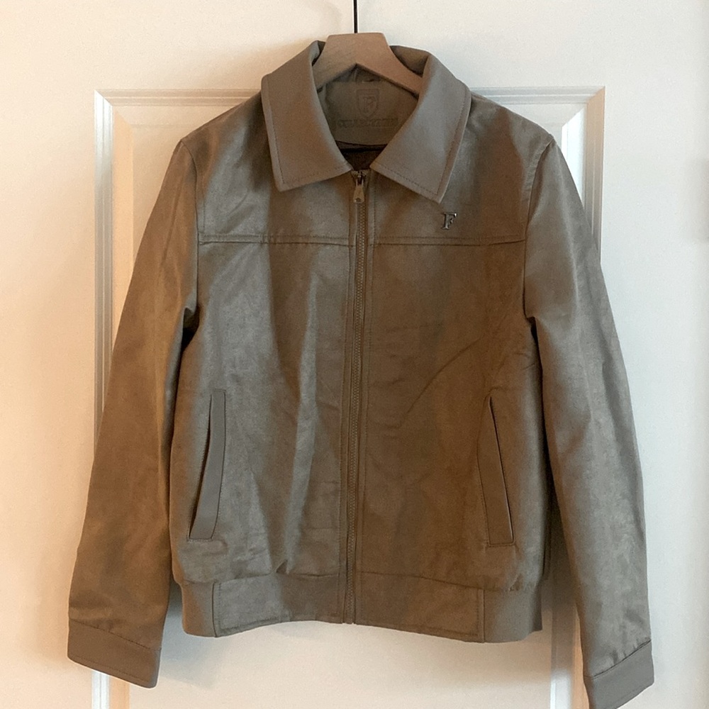 F Collections tan suede jacket. Made in Italy.